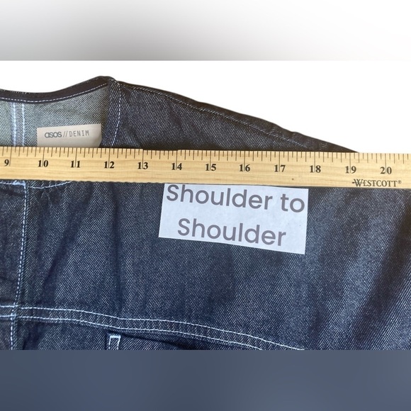 ASOS Denim Jumpsuit Women’s Size US 6 UK 10 Blue Balloon Sleeve Tapered Waist - Picture 10 of 11